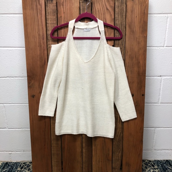 Tobi Tops - Tobi size medium large cream cold shoulder sweater